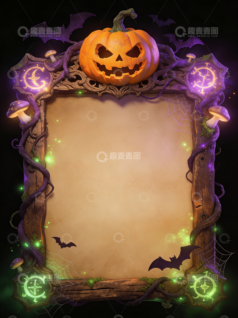 高清大图下载【趣麦麦图】暗夜奇幻万圣节复古边框