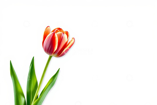 单支红黄相间郁金香