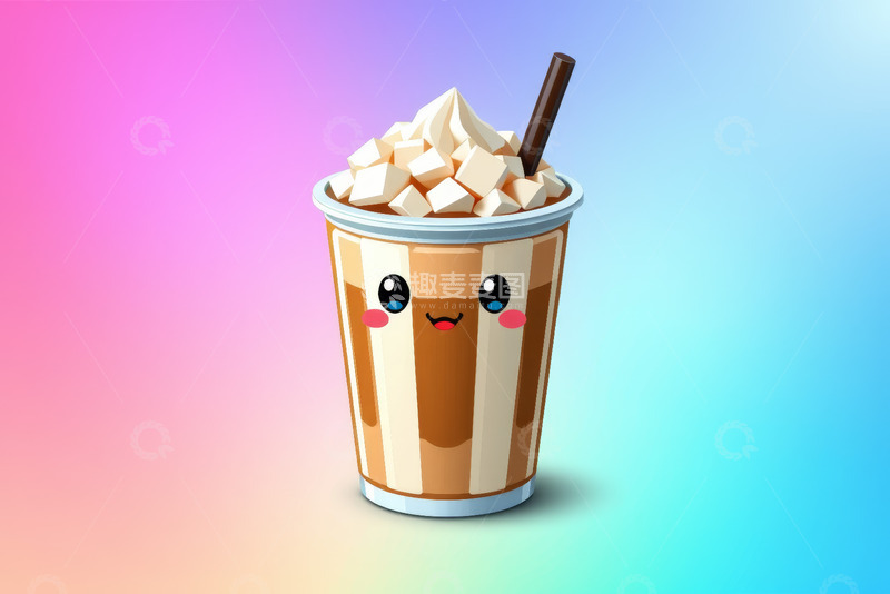 高清大图下载【趣麦麦图】卡通风格奶油饮品插画