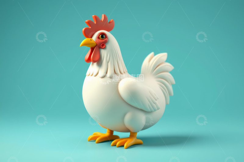 高清大图下载【趣麦麦图】白色卡通公鸡3D模型
