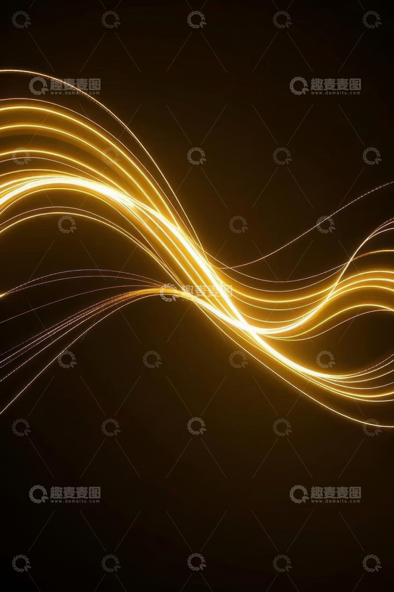 高清大图下载【趣麦麦图】金色发光线条抽象背景