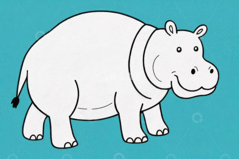 高清大图下载【趣麦麦图】卡通风格站立河马插画