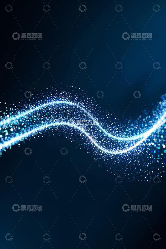 蓝色发光粒子波浪背景