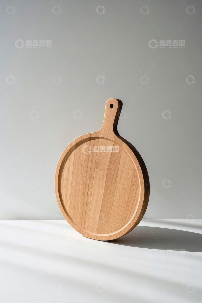 高清大图下载【趣麦麦图】圆形木质砧板静物展示