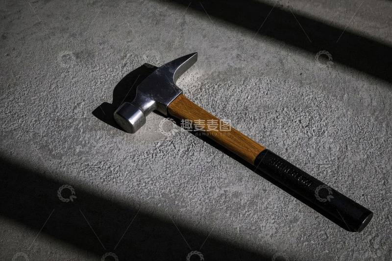 高清大图下载【趣麦麦图】混凝土面上的金属锤子