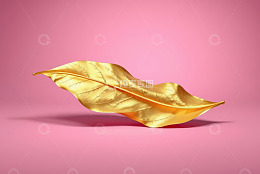 粉色背景金色叶片