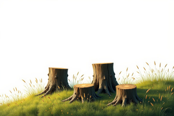 草地上的树桩自然景象