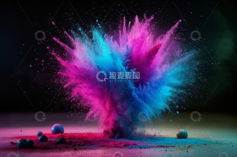 高清大图下载【趣麦麦图】彩色粉末爆炸场景素材
