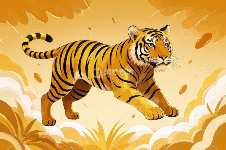 行走的老虎插画素材