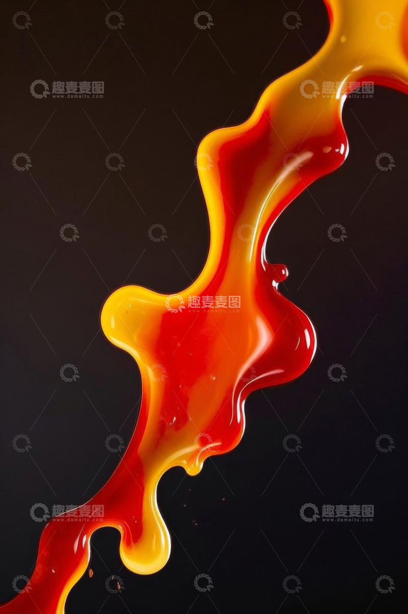 高清大图下载【趣麦麦图】红黄液体流动效果素材