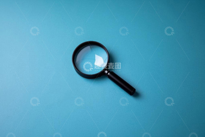 高清大图下载【趣麦麦图】蓝色背景上的黑色放大镜