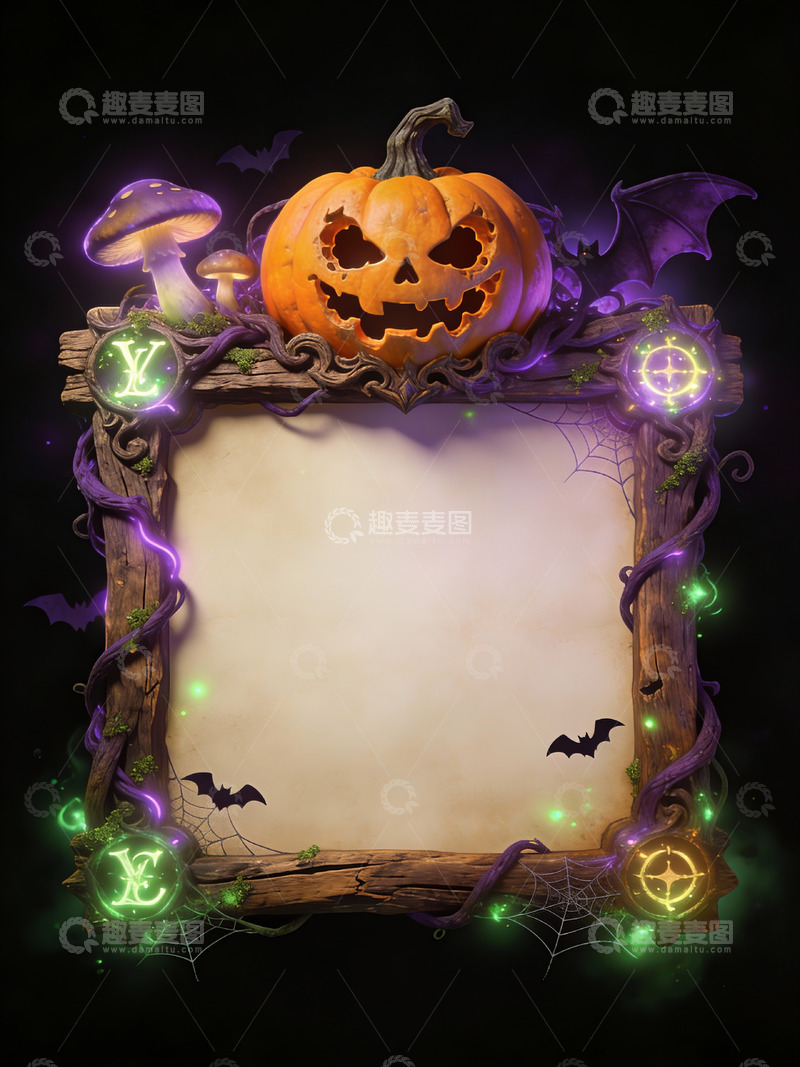高清大图下载【趣麦麦图】魔药扫帚复古魔法风边框2