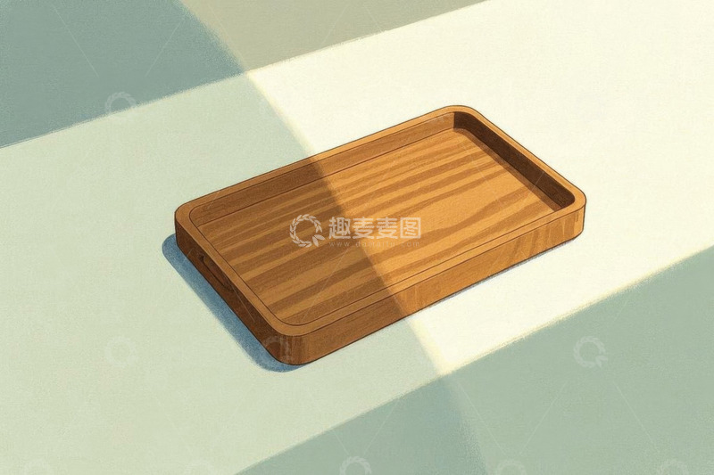 高清大图下载【趣麦麦图】木质托盘置于浅色背景上