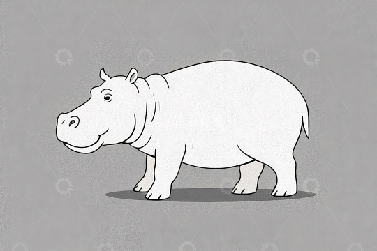 卡通风格站立河马素材