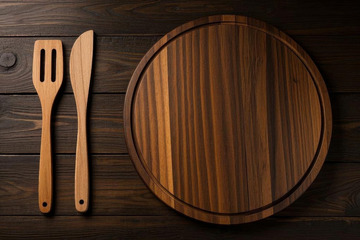 木质砧板与厨房木铲刀具