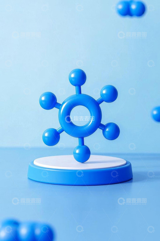 蓝色分子结构模型展示