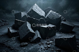 堆积的黑色巨型石块场景