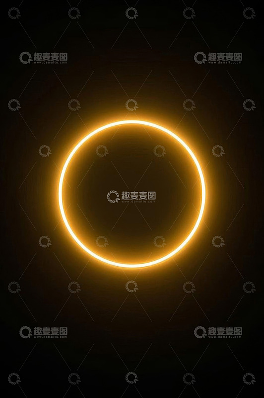 黑色背景上的发光圆环