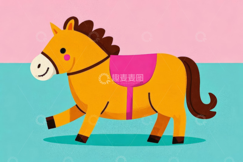 高清大图下载【趣麦麦图】卡通小马彩色背景图案