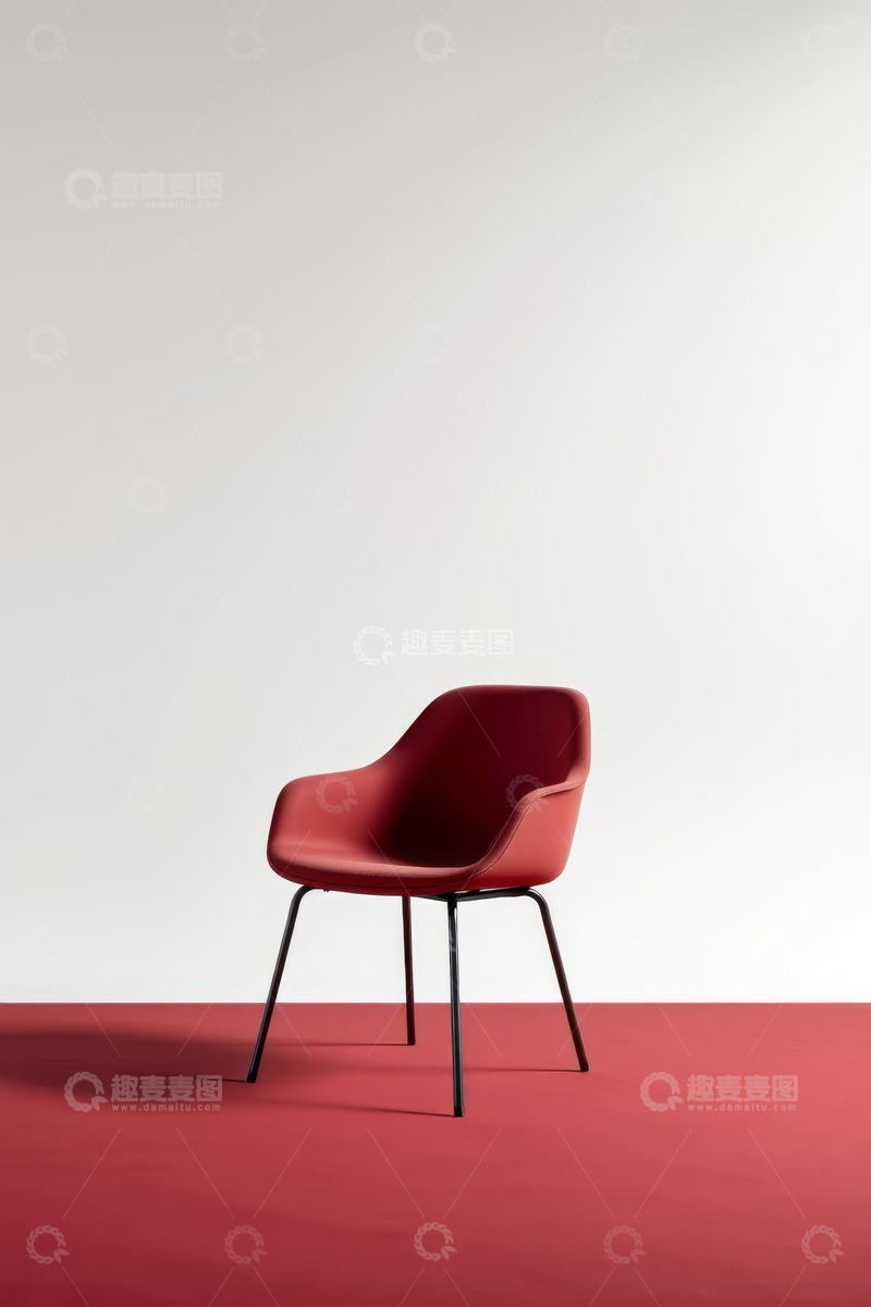 高清大图下载【趣麦麦图】红色现代简约风格单人座椅