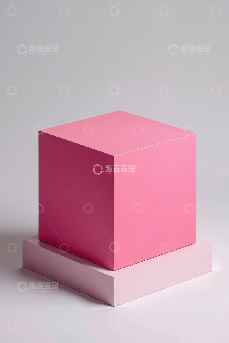 高清大图下载【趣麦麦图】粉色立方体展示台