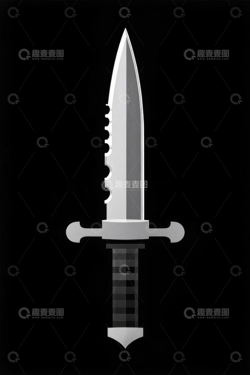 高清大图下载【趣麦麦图】黑色背景下的锋利匕首