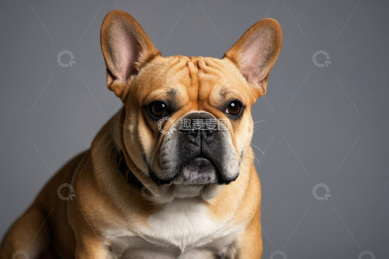 高清大图下载【趣麦麦图】法国斗牛犬正面特写