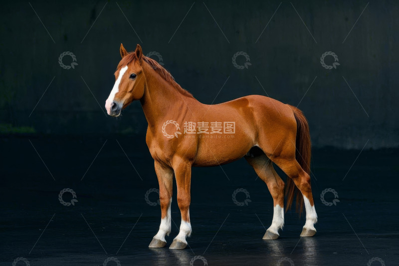 高清大图下载【趣麦麦图】站立的棕马特写
