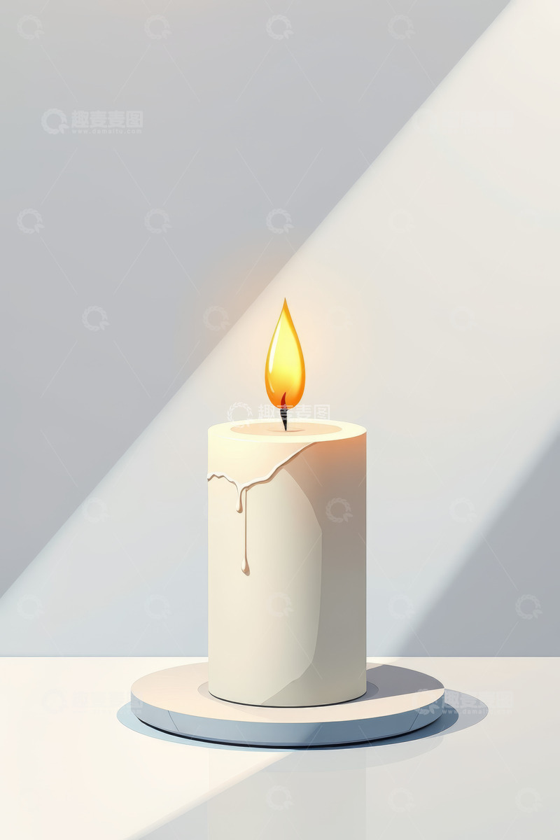 高清大图下载【趣麦麦图】燃烧的白色蜡烛