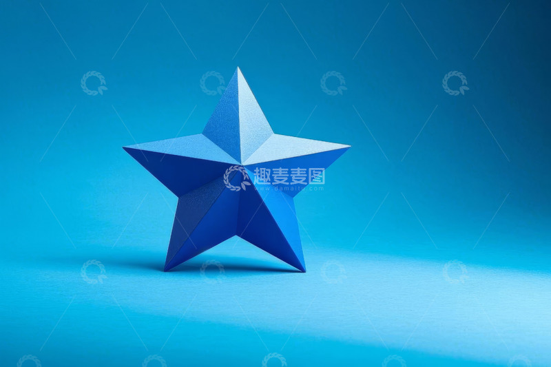高清大图下载【趣麦麦图】蓝色立体五角星静物