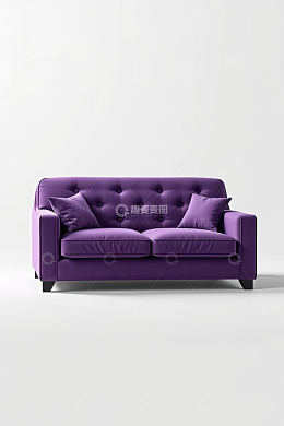 紫色双人沙发带靠枕