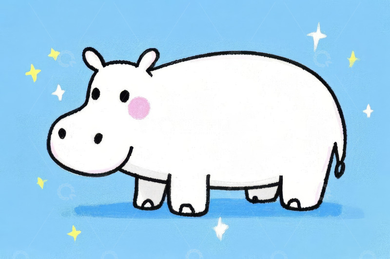 高清大图下载【趣麦麦图】卡通河马插画素材