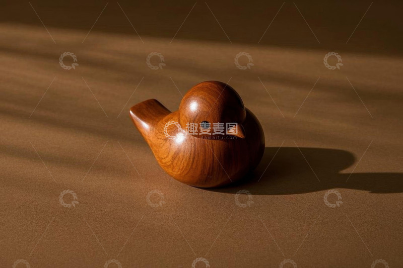 高清大图下载【趣麦麦图】木质小鸟工艺品特写