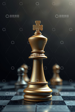 金色国际象棋棋子特写