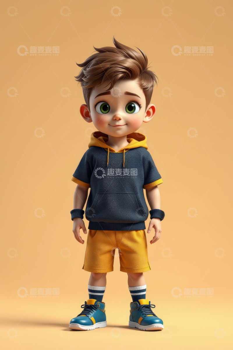 高清大图下载【趣麦麦图】穿着休闲服的卡通小男孩形象