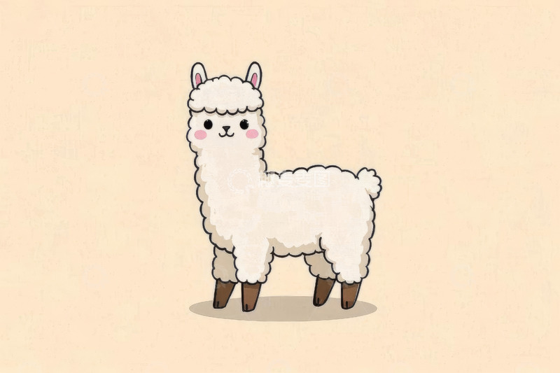 高清大图下载【趣麦麦图】卡通风格站立羊驼素材