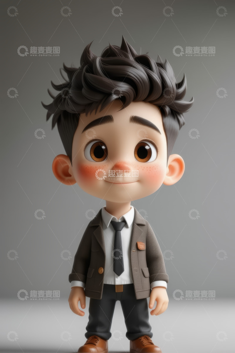 高清大图下载【趣麦麦图】卡通男孩商务装扮形象