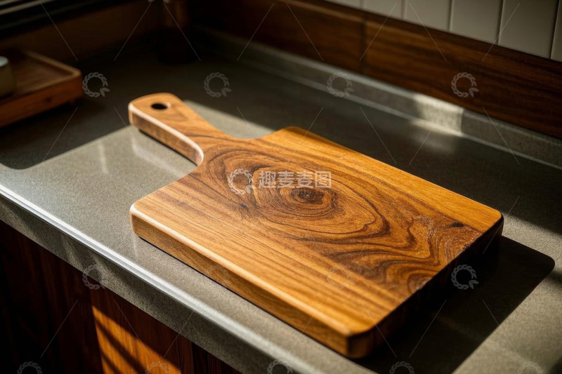 高清大图下载【趣麦麦图】厨房台面上的木质砧板