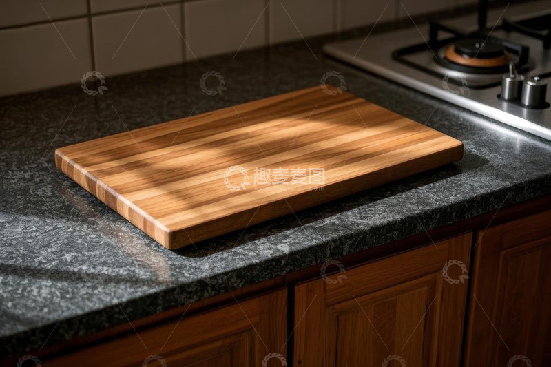 高清大图下载【趣麦麦图】厨房台面上的木质砧板