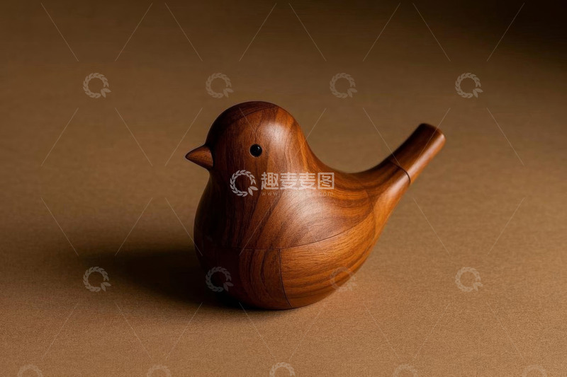 高清大图下载【趣麦麦图】木质小鸟摆件特写