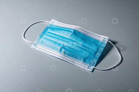 蓝色医用口罩特写