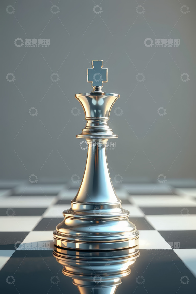 高清大图下载【趣麦麦图】银色国际象棋棋子特写