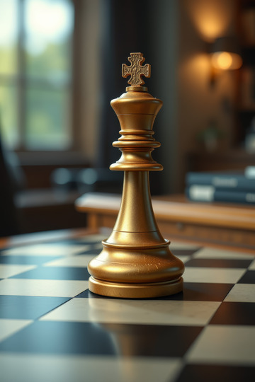棋盘上的金色国际象棋棋子