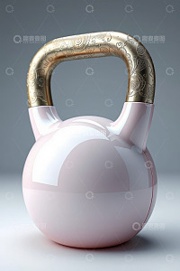 粉色带花纹健身壶铃特写