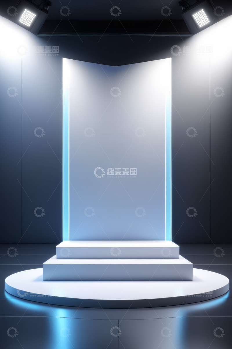 高清大图下载【趣麦麦图】现代风格灯光照射展示平台