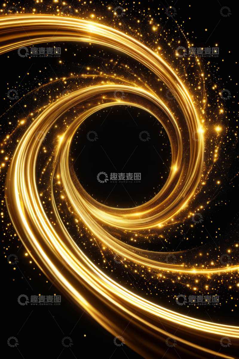 高清大图下载【趣麦麦图】金色光效螺旋抽象背景