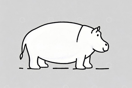 简约线条风格河马插图