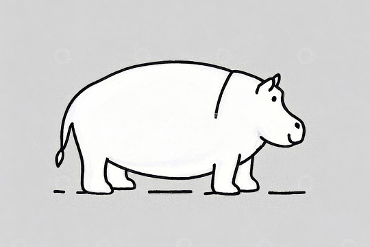 简约线条风格河马插图