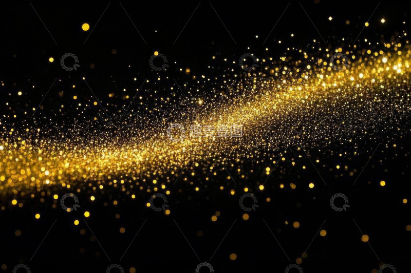 高清大图下载【趣麦麦图】黑色背景金色粒子流动效果