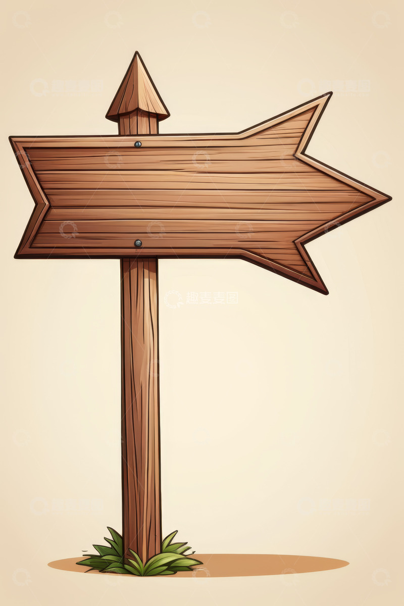 高清大图下载【趣麦麦图】木质箭头指示牌插画
